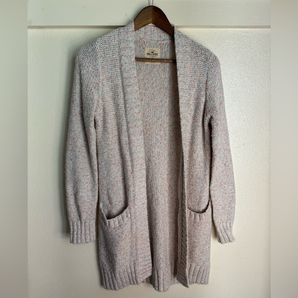 Hollister S Pink Blue Open Long Cardigan Sweater - Picture 2 of 9